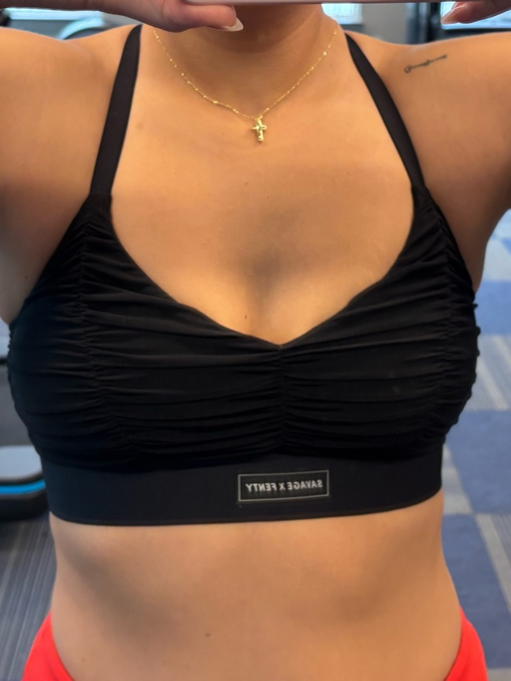Savage x Fenty Seamless Black Ruched Sports Bra